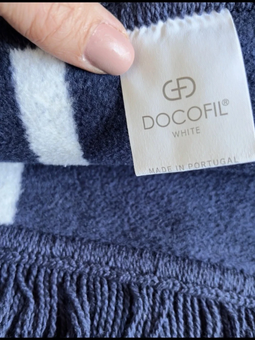 DOCOFIL Throw Blankets Navy White Window Pane Reversible Cotton 55x63